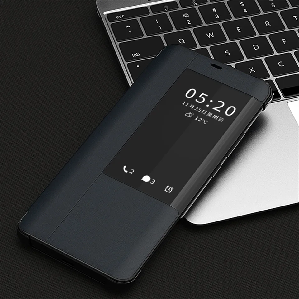 Blue Чехол для huawei mate 20 mate 20x mate 20 Pro View Smart чехол из искусственной кожи откидной Чехол для huawei mate 20 Розничная коробка - Цвет: Blue