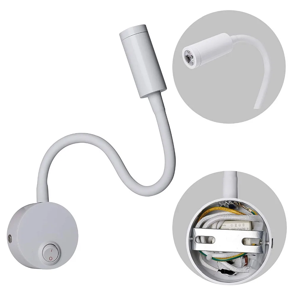 Светодиодный Ночной светильник настенный 2 Вт гусиная шея светодиодный чтение