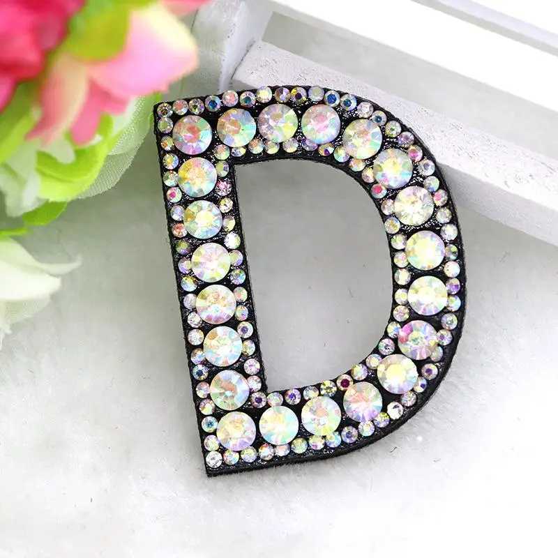 D A-Z, 1 шт., стразы, Английский алфавит, буквы, аппликация, 3D железные буквы, нашивка для одежды, значок, паста для одежды, сумки, обувь - Цвет: D