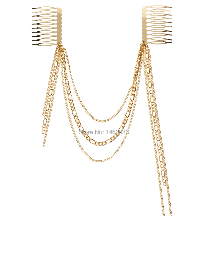 Gold Grecian Hair Comb Boho Head Pin Bohemian Accessories Women's Trendy Fashion Wedding Jewelry H0015 | Украшения и