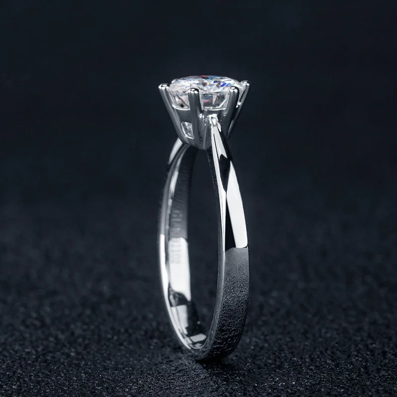 NiceGems 1ct Муассанит солитер обручальное кольцо 14K 585 Белое золото D цвет 6 5 мм шесть