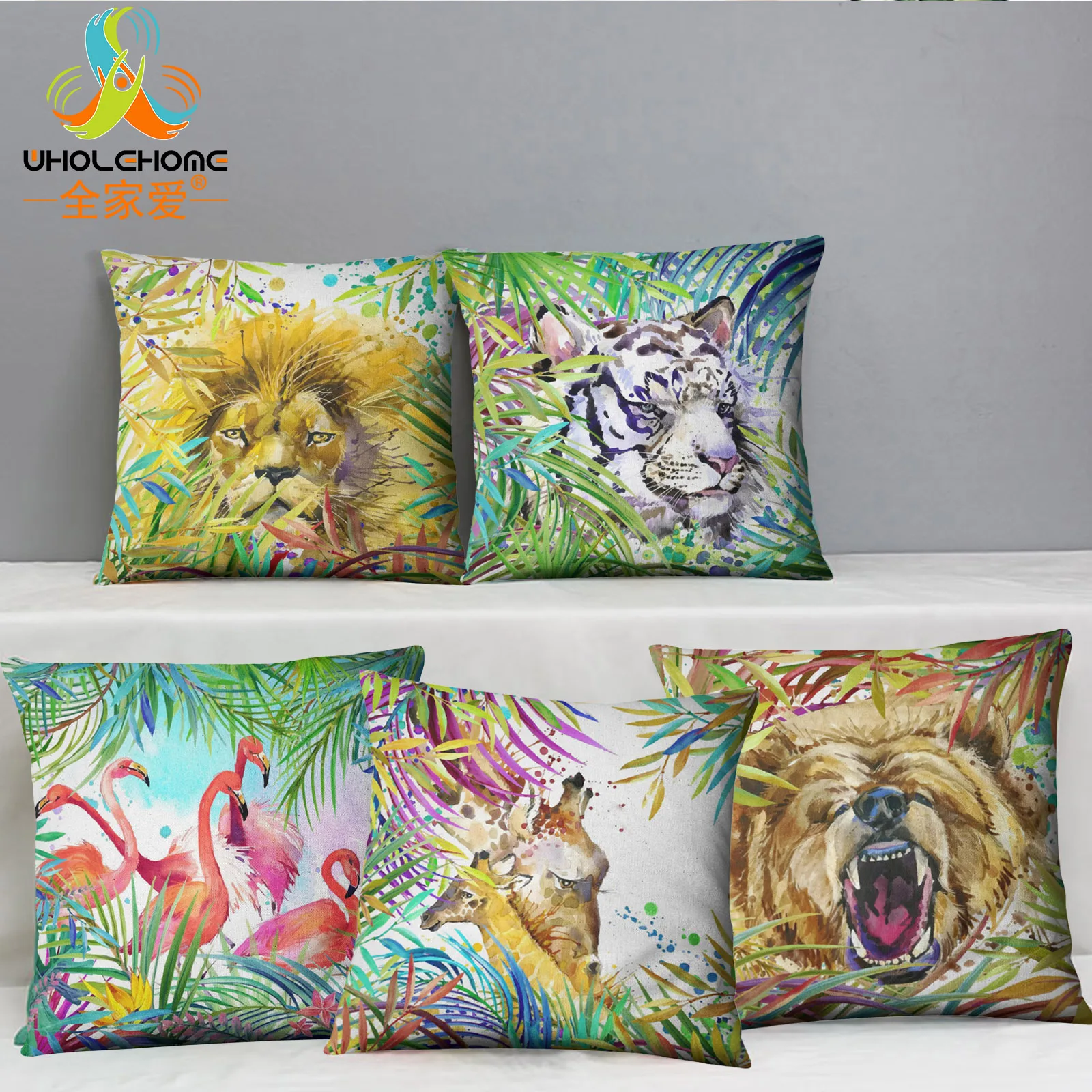 Тропический стиль наволочка с принтом животных рисунком льва тигра декоративная