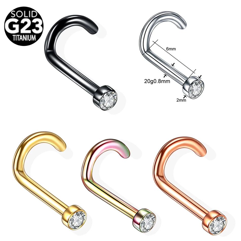 5PCS Titanium Labret Helix Tragus Piercing Fake Clip on Nose Stud Rings Nostril Earring Cartilage Septum Rings Piercing Jewelry
