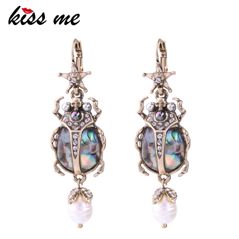 

kissme Unique Cultured Pearl Star Insect Earrings Vintage Style Statement Fashion Women Jewelry New Brinco Wedding Drop Earrings