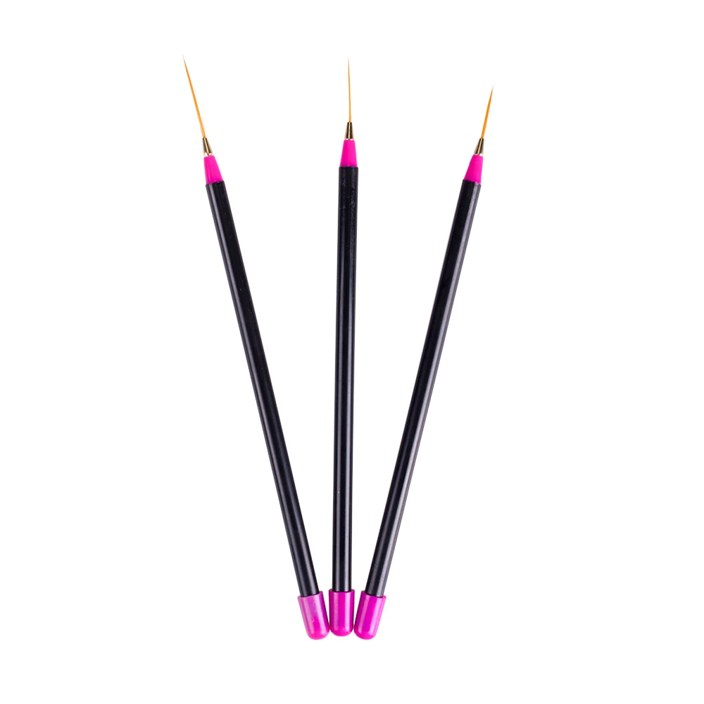 Набор кистей для маникюра с черной ручкой 3 шт.|nail painting pen|nail art brushpainting pen |