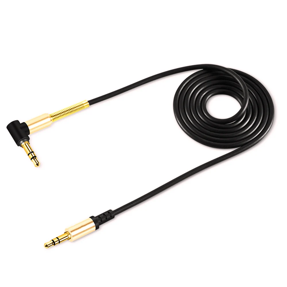 1 м 3 5 мм разъем штекер Aux аудио кабель 90 градусов прямоугольный золотой цвет для - Фото №1