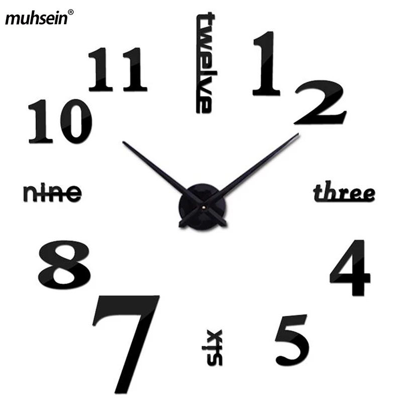 2020 кварцевые часы muhsein модные 3d большие зеркальные настенные брошеные стикеры