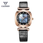 Женские наручные часы CADISEN, сапфировые модные японские кварцевые часы с жемчужным циферблатом и квадратным бриллиантом, 3 АТМ
