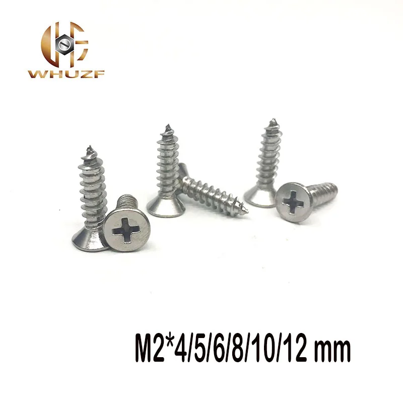 

500PCS M2*4/5/6/8/10/12 mm plate with nickel self-tapping screws cross countersunk head tapping flat head screw