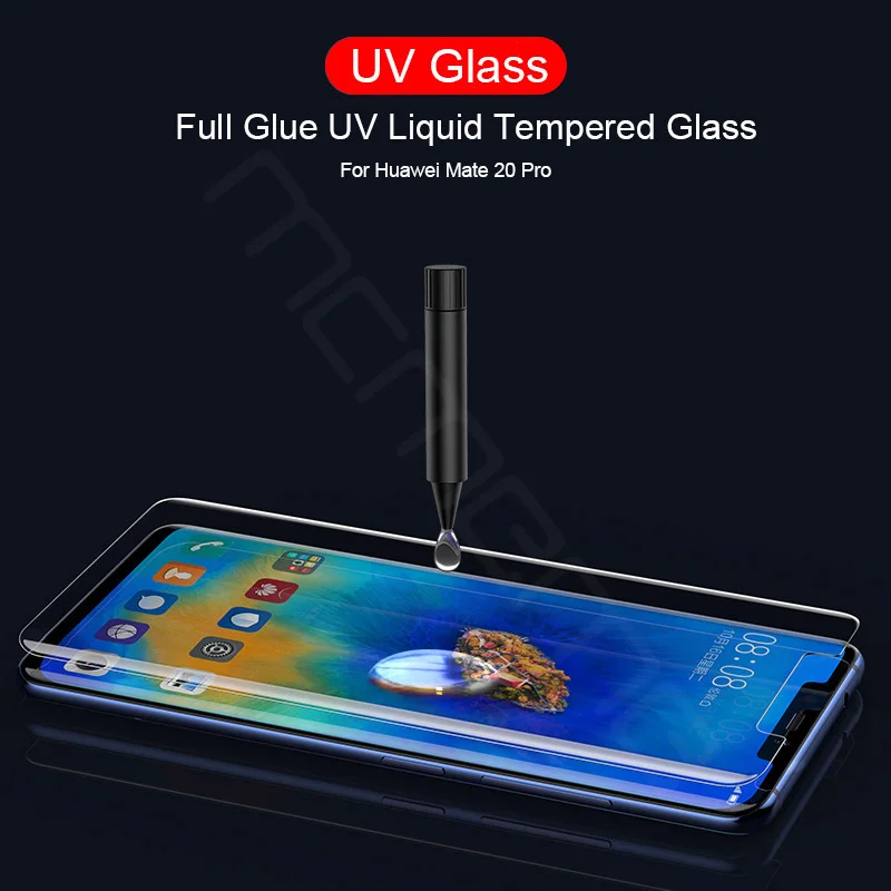 Ультрафиолетовый защитный экран для huawei mate 20 pro RS из закаленного стекла с полным покрытием, Жидкий УФ-светильник для samsung Note 8 Note9 S9 S8