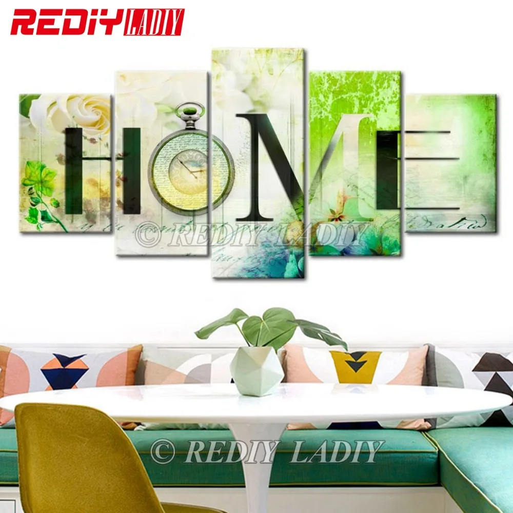 

REDIY LADIY 5D Diamond Embroidery Triptych Rose House 5 Panels Modular Picture 5D Diamond Painting Cross Stitch Wall Arts Crafts