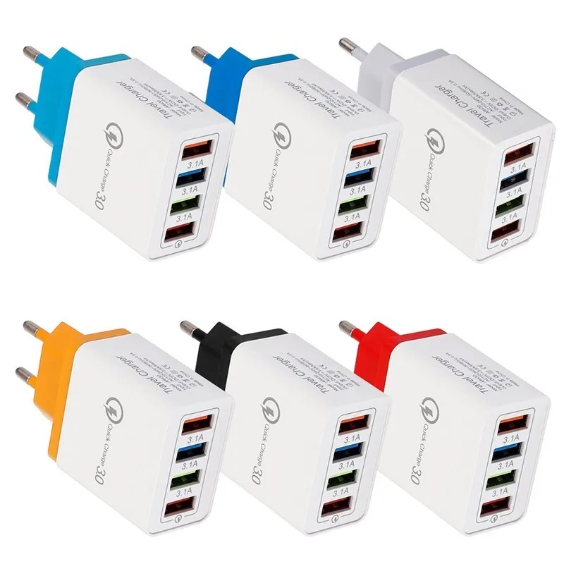 4 usb порта зарядное устройство для быстрой зарядки 3,0 для Redmi Note 5A 4X huawei/samsung Fast Chager адаптер Универсальное дорожное настенное зарядное устройство EU
