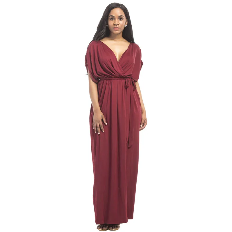 Бордовый Вечернее платье для беременных; Одежда для беременных женщин; Длинное свободное платье с глубоким v-образным вырезом; женское платье для беременных; Vestidos Gravidas; летняя одежда - Цвет: Бордовый