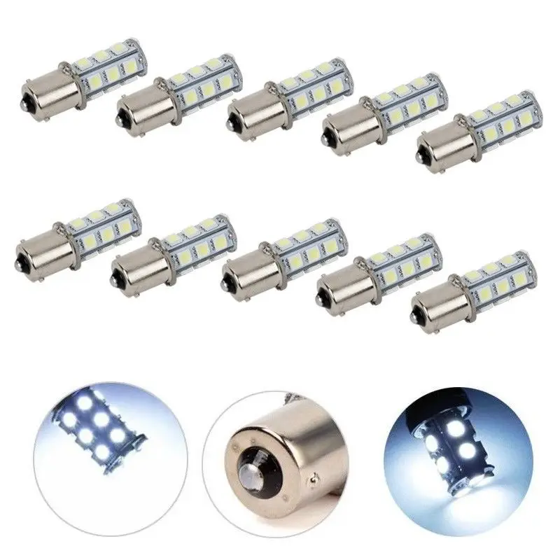 

10 шт. х чистый белый свет 1156 1141 1073 BA15S 18 светодиодов 5050 SMD сигнал поворота Стоп-сигнал дневсветильник свет для парковки 12 В DC 6000K
