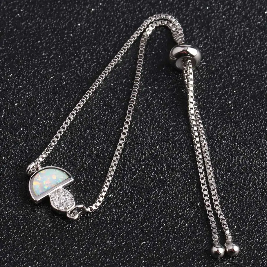 Тонкий браслет-цепочка CSJA 1 мм в форме гриба разделитель из циркония с опалом