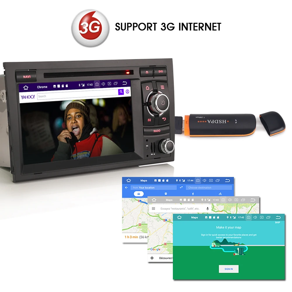 Автомагнитола с GPS навигацией 7 дюймов Android 8 0 DAB + навигация радио RDS BT головное
