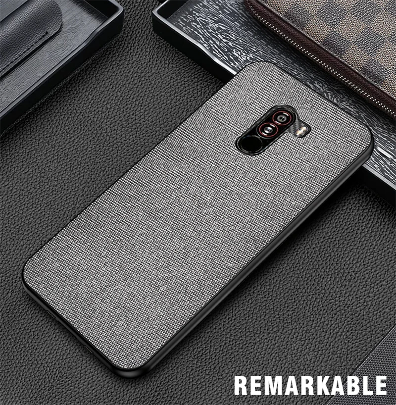 Роскошный ультра-тонкий хлопковый тканевый чехол s для Xiaomi POCOPHONE F1 Phone Sofr силиконовый чехол для задней панели POCOPHONE F1 кожаный чехол