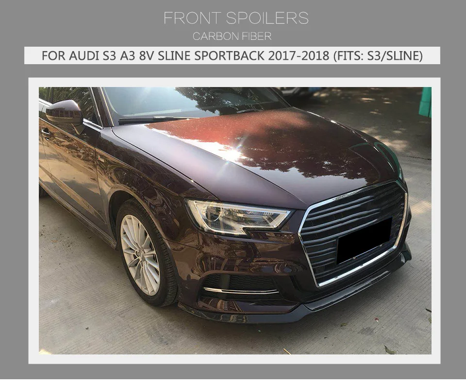 Углеродное волокно, передний бампер автомобиля, спойлер, сплиттеры для Audi S3 A3 8V SLINE Sportback хэтчбек