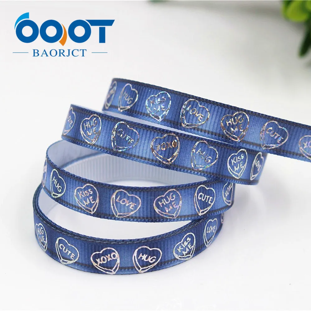 OOOT BAORJCT G 18609 379 10 мм ярдов лазерная серебряная в форме сердца с принтом love корсажная лента сделай сам головной