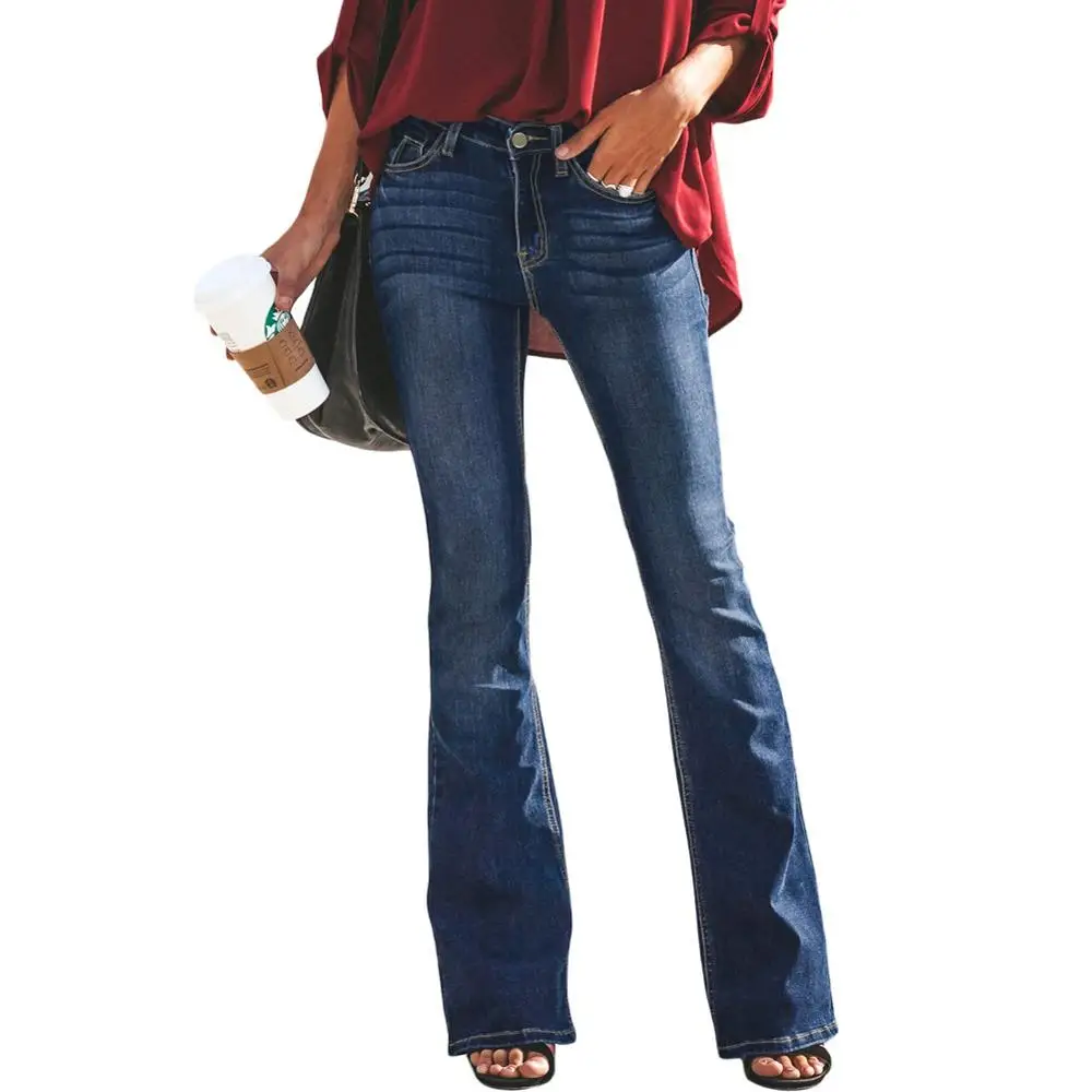 Летние Модные расклешенные джинсы женские повседневные Стрейчевые широкие