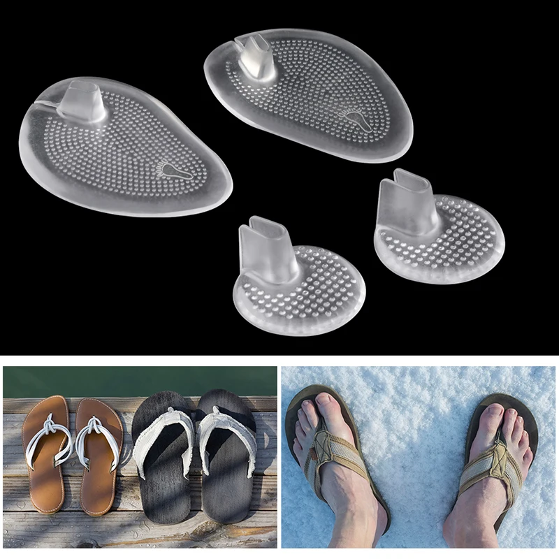 2 Pairs Invisible Flip Flop Sandal Forefoot Pad Silicone Slip Resistant Half Yard Heel Pad Toe Separator Pad Massage Insert images - 6