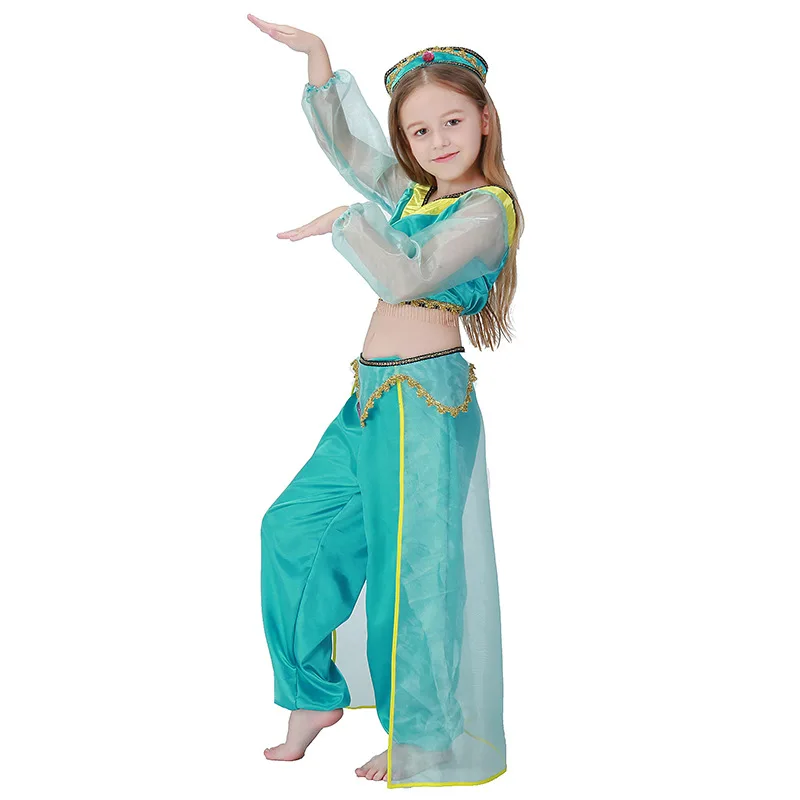

VASHE Beauty Jasmine Princess Costume for Girls Halloween Fantasias Princess Cosplay Indian Belly Dance Dress