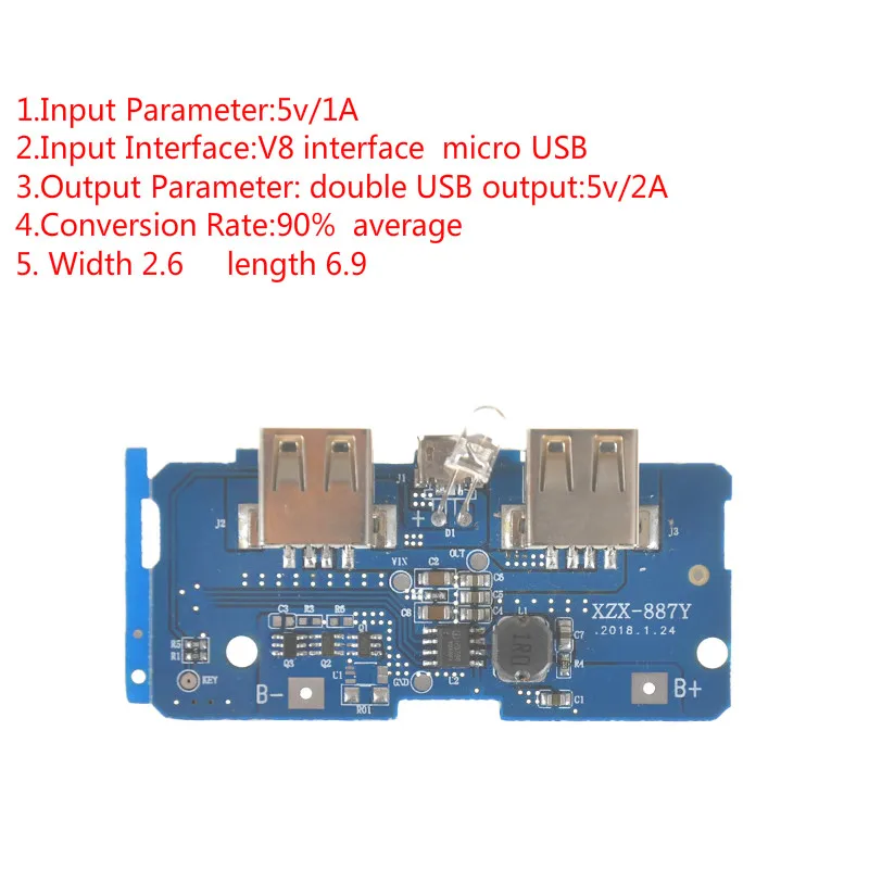 Модуль зарядного устройства для внешнего аккумулятора 5 В 2 А плата с разъемом