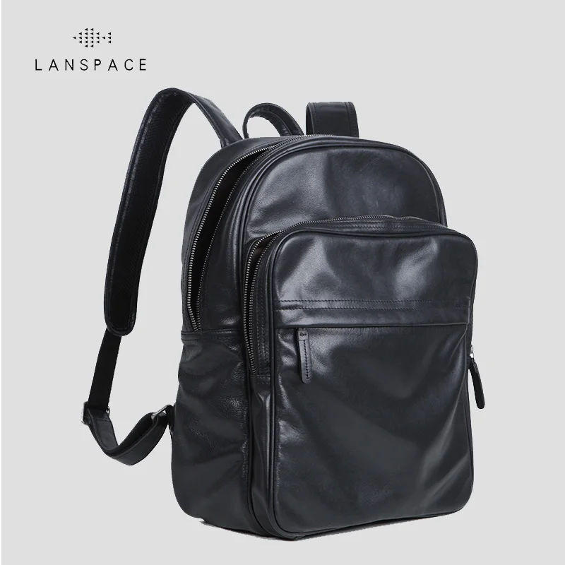 Рюкзак LANSPACE мужской из коровьей кожи модный брендовый функциональный ранец
