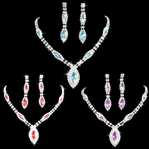 Женский набор украшений Bluelans инкрустированный кулоном из горного хрусталя и