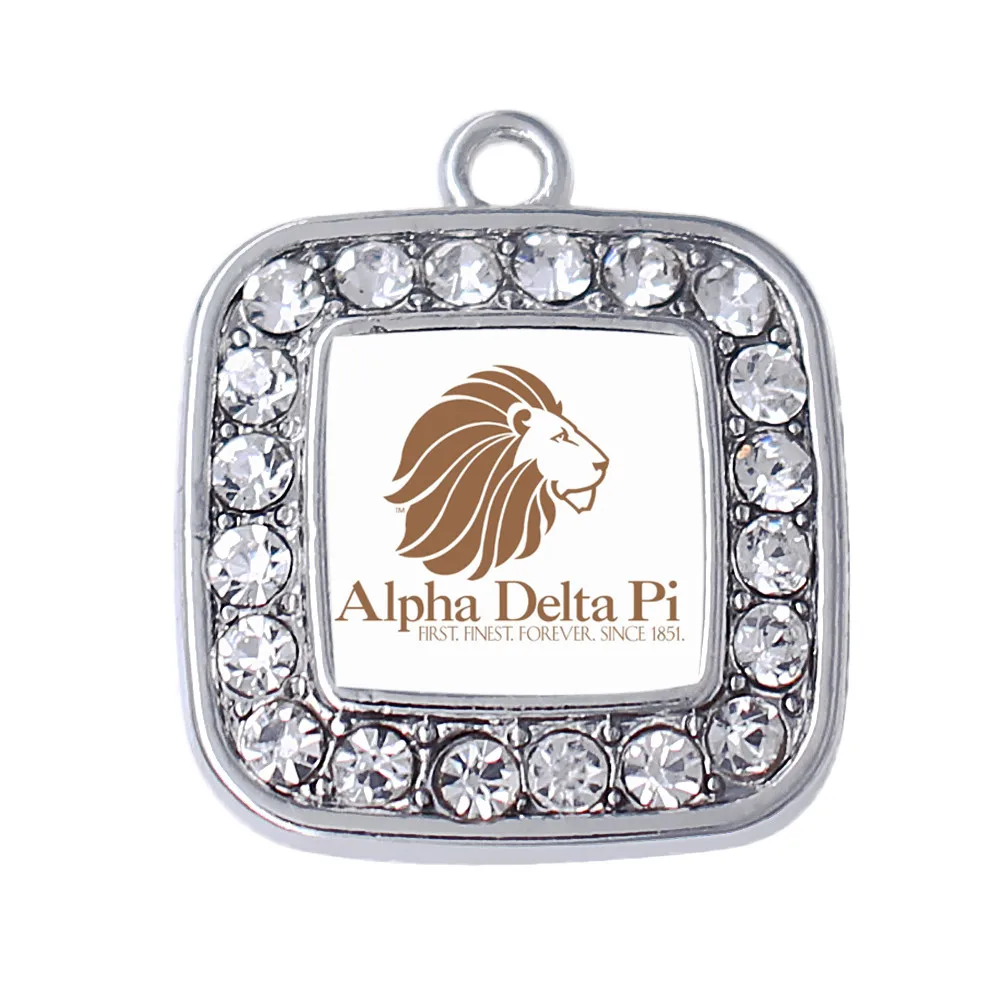 Double Nose Metal Inlaid Poster Alpha Delta Pi Lion Charm Pendant First Finest Forever Since 1851 Greek Sorority Jewelry For DIY | Украшения