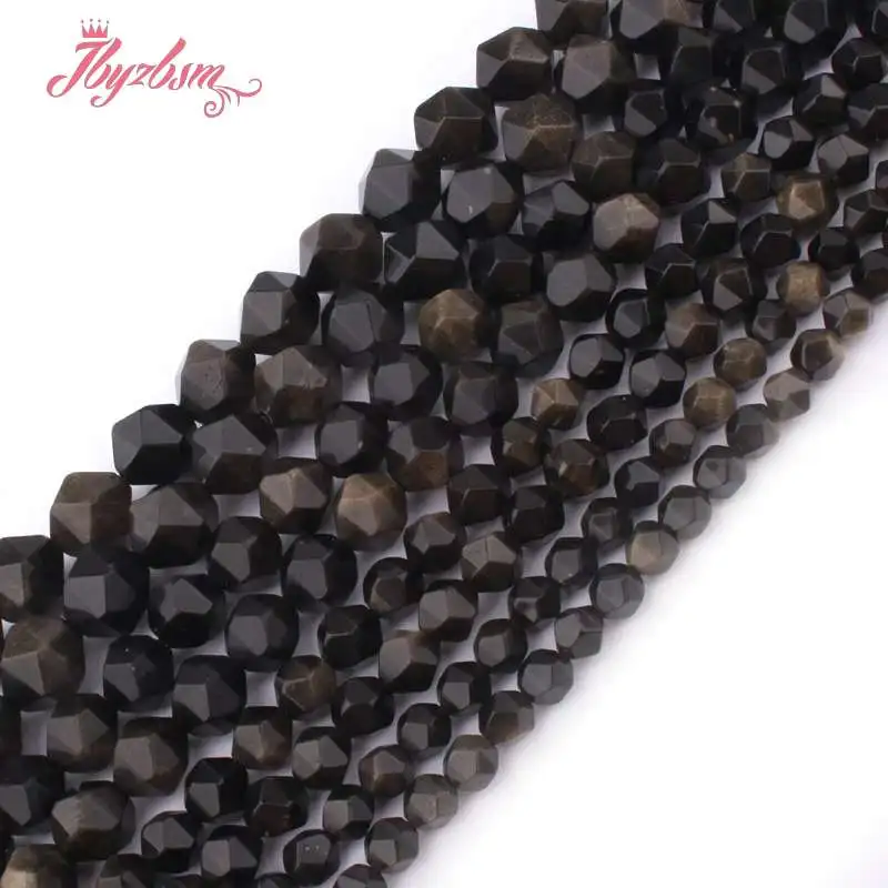 6 8 10 12mm Faceted Gold Obsidian Beads Natural Stone For Necklace Bracelet Earring DIY Jewelry Making 15&quot Free Shipping | Украшения и
