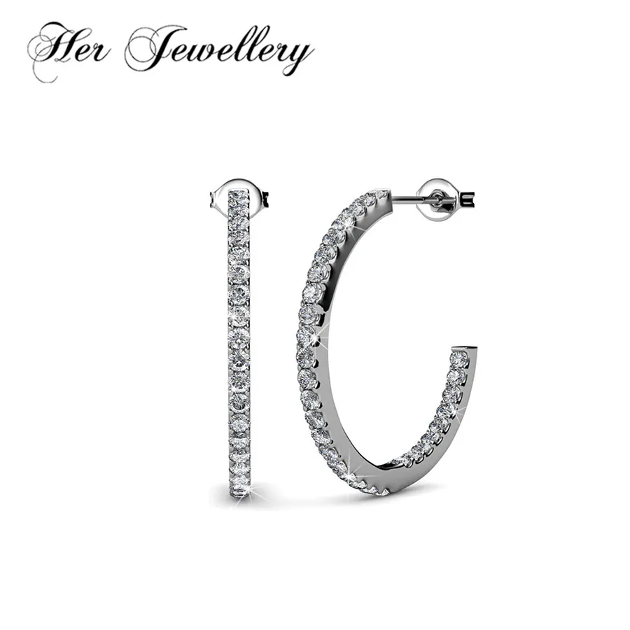 Ее ювелирные изделия Двойные серьги C для женщин модные из кристаллов Swarovski с