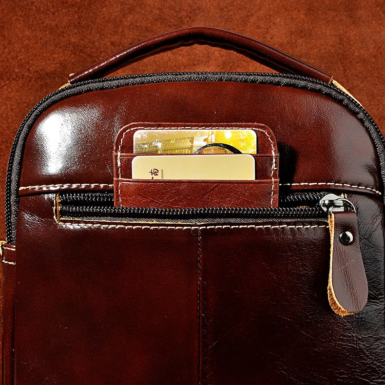 AETOO масло воск кожа Мужская 8 дюймовый мульти отсек портативный плечо