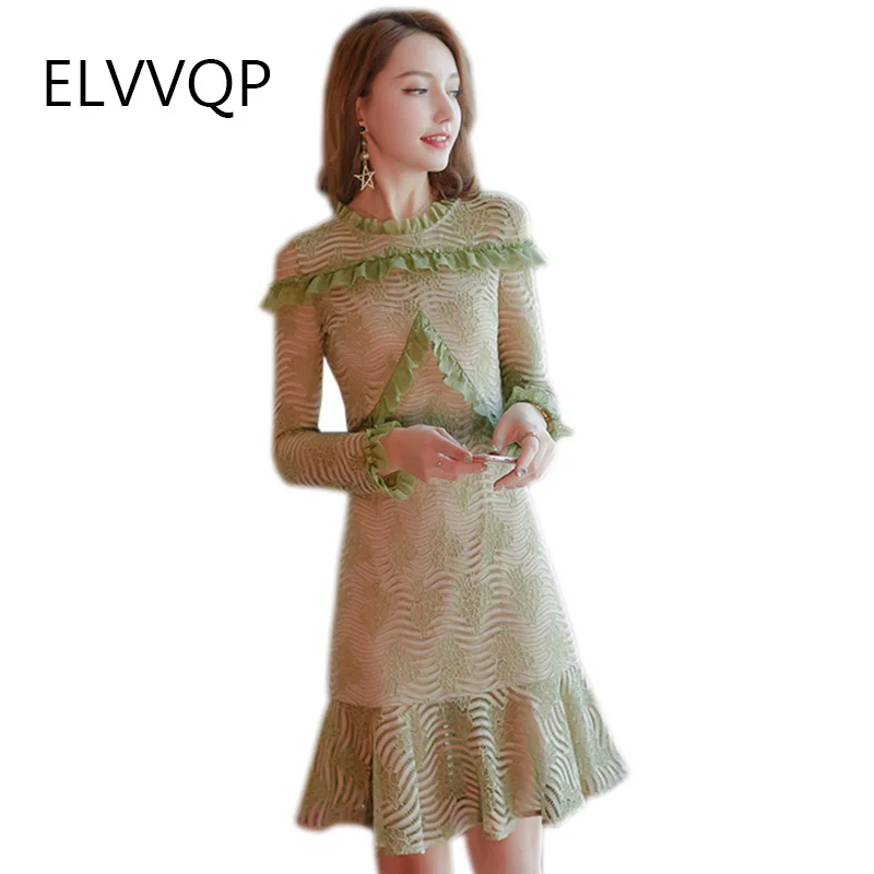 Дамская мода оборками Тонкий элегантное платье 2018 Весна Для женщин с длинным