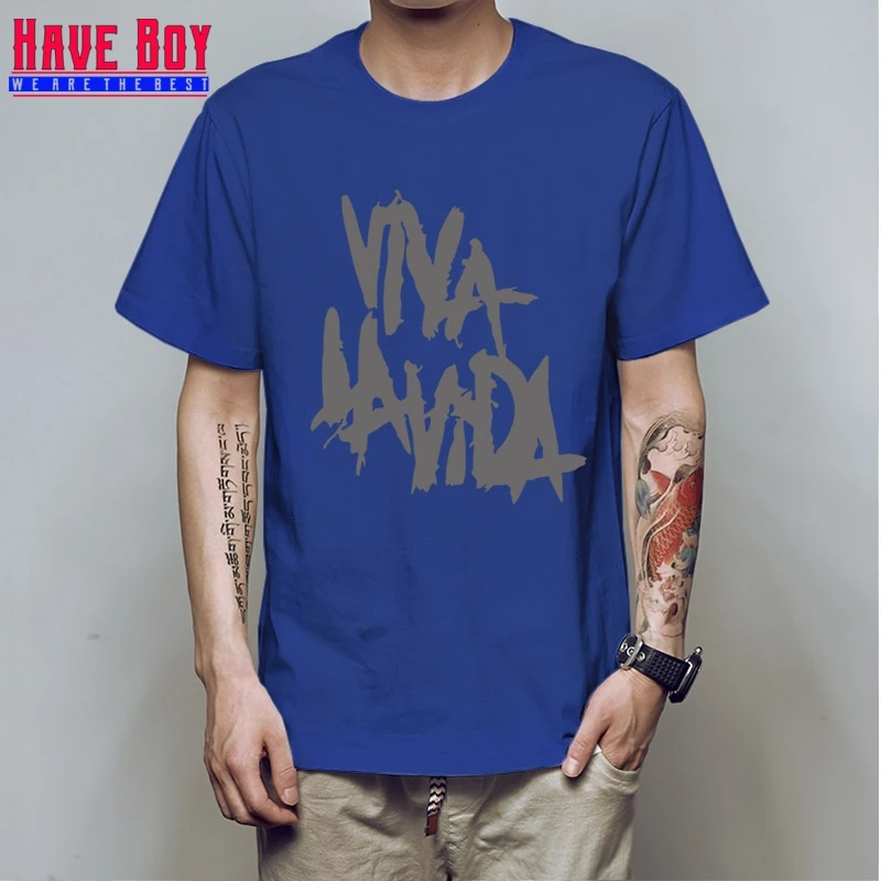 blue gray HAVE BOY Rock Coldplay Viva la vida свободная Мужская футболка для мужчин новая хлопковая Повседневная футболка с короткими рукавами Camisetas Masculina HB160 - Цвет: blue gray