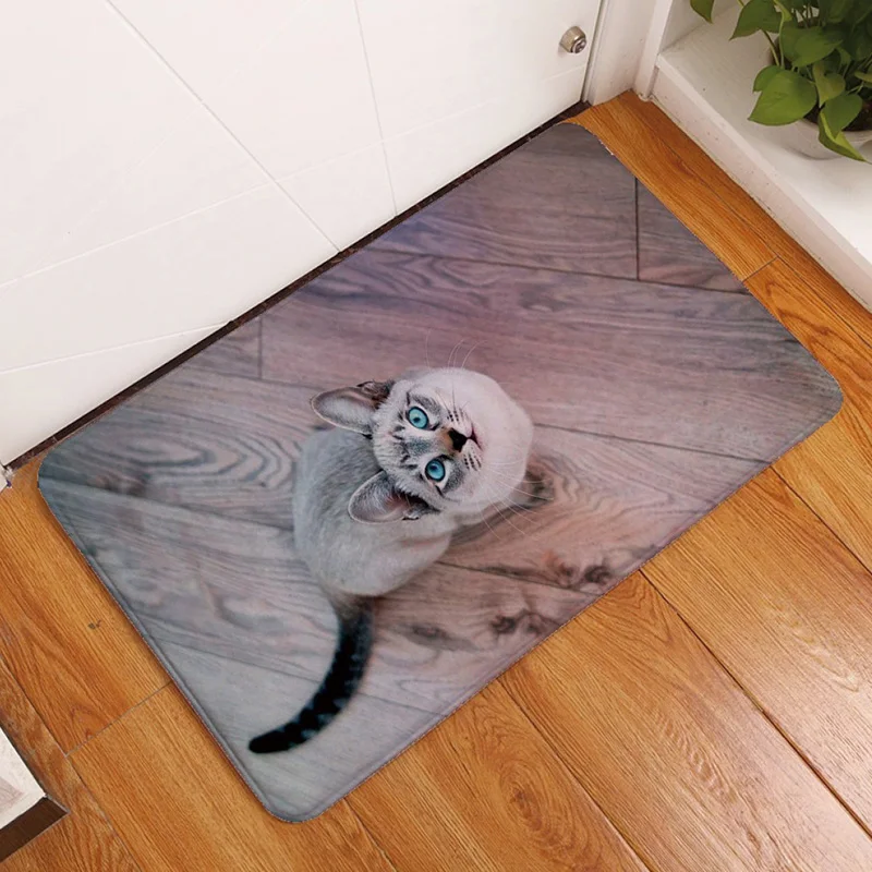 3D Vintage Entrance Mat Waterproof Cute Cat Puppy Print Floor Mats Bedroom Carpet Anti-Slip Kitchen Toilet Doormat Home Decor