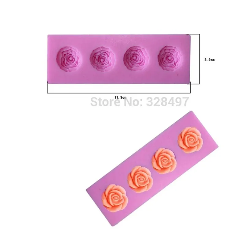 Четыре маленькие силиконовые инструменты для торта в форме камелий 3D