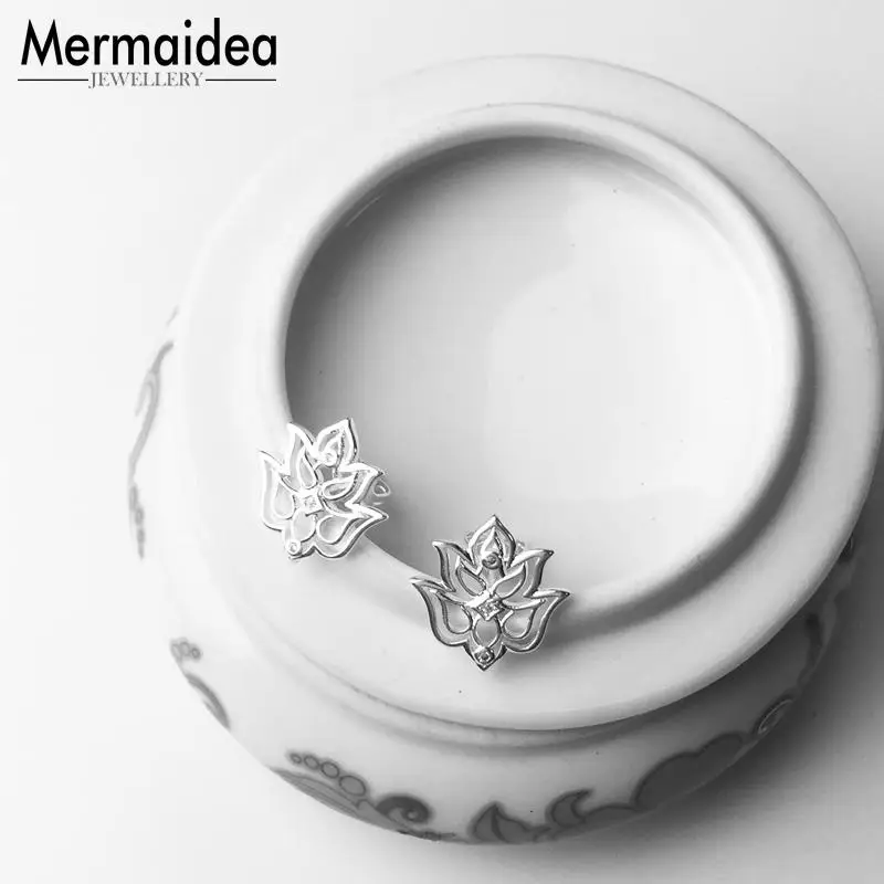 Серьги гвоздики с цветочным орнаментом лотоса новинка 2020 модные ювелирные