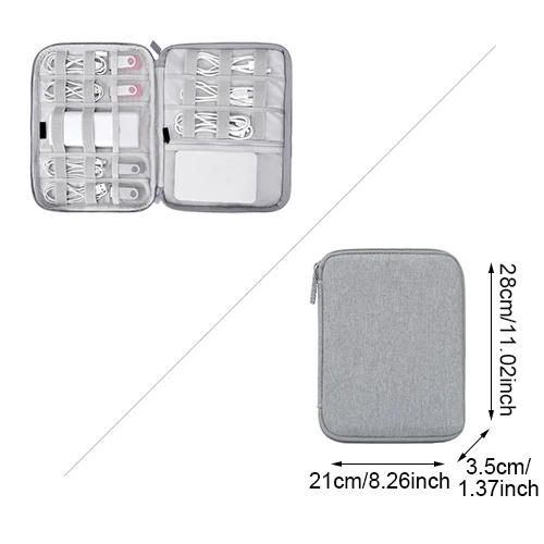 Grey Double Layer L Полиэфирная дорожная цифровая сумка водонепроницаемый кабель Чехол для наушников USB зарядное устройство чехол электронный гаджет упаковка Органайзер аксессуары - Цвет: Grey Double Layer L