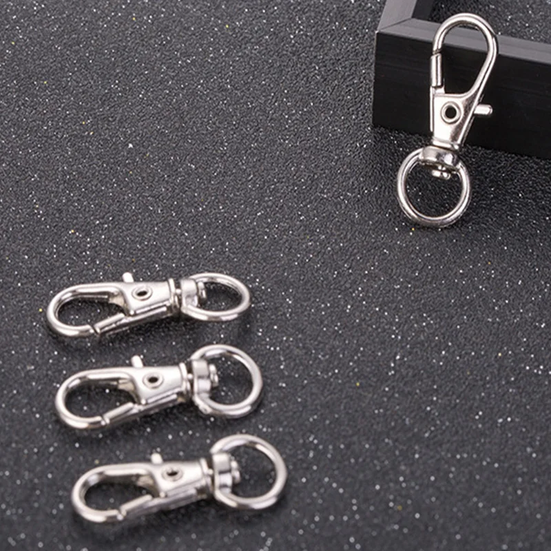 5PCS/Lot Silvery Clasps Popular Key Ring Keychains Making Key Hook DIY High Quality Clips Keychain Split Lobster Clasp
