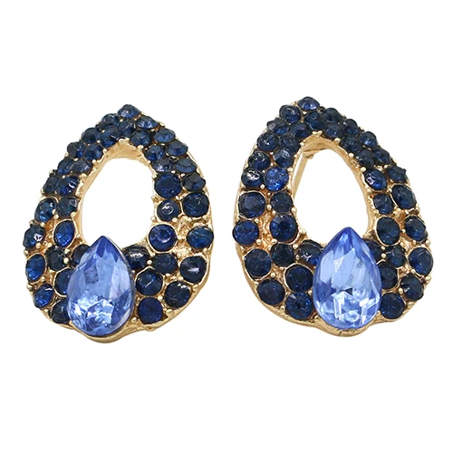 Роскошные темпераментные женские серьги с синими кристаллами гвоздики в форме