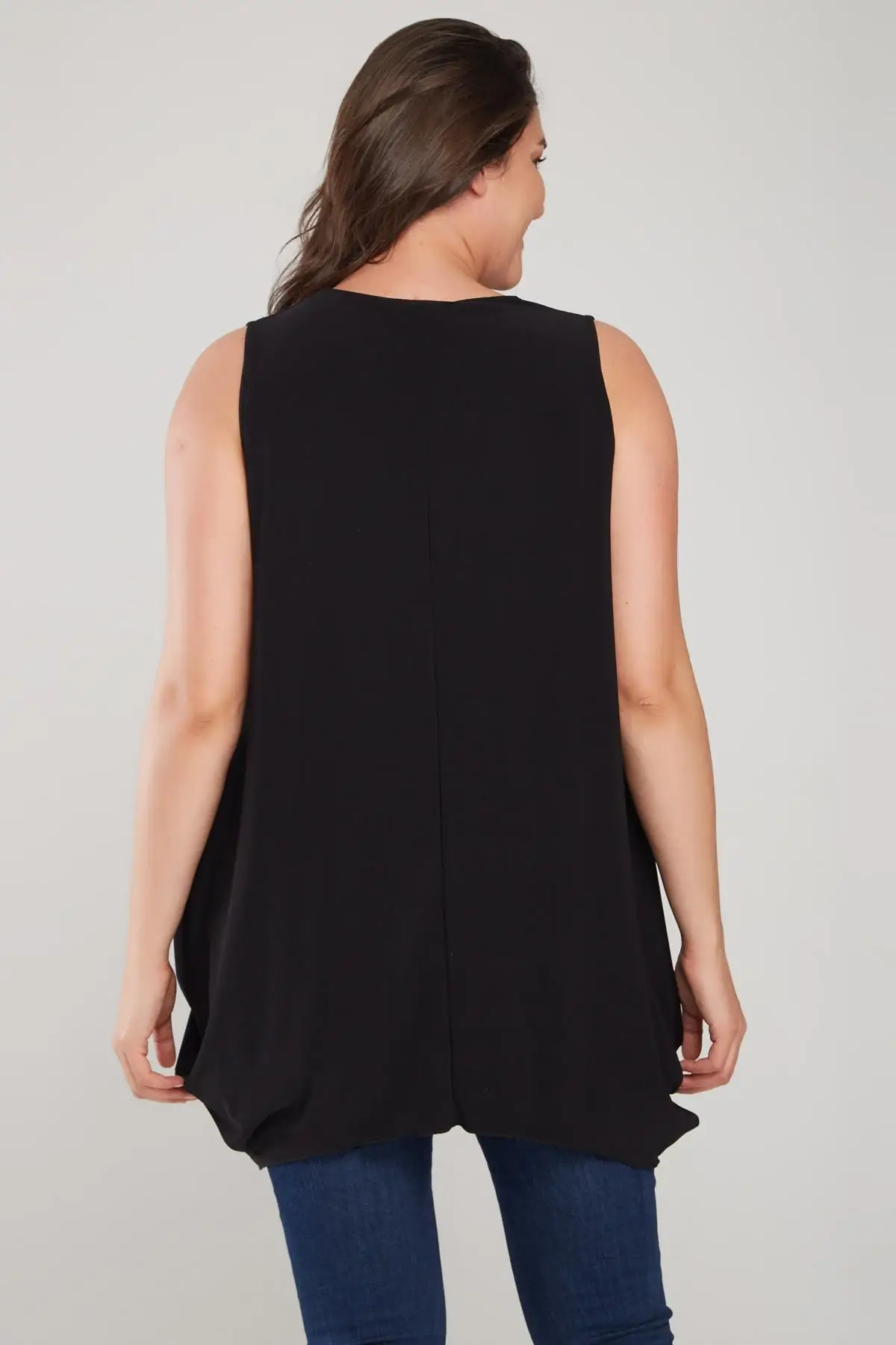 Laranor женский черный воротник с косой лентой detayli Baggy Cut Bluz 17LB9085 |