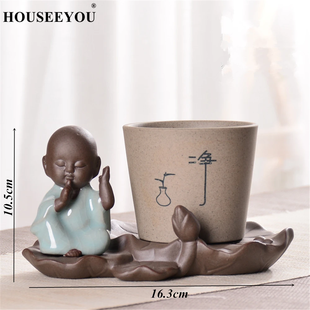 Китайский цветочный горшок Zen Monk Buddha керамические украшения из фиолетового песка