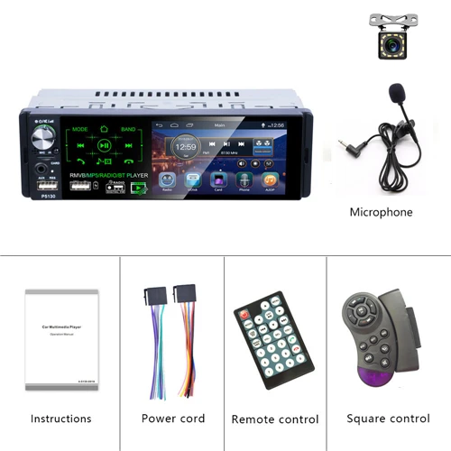 Mic with 12LED Cam Podofo 1 din автомагнитола RDS медиа MP5 плеер Bluetooth 1Din Авторадио " HD сенсорный экран FM приемник USB аудио стерео камера заднего вида - Цвет: Mic with 12LED Cam