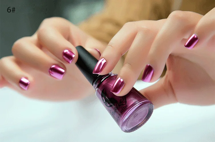 Металлический зеркальный эффект Декоративный Лак для ногтей полированный