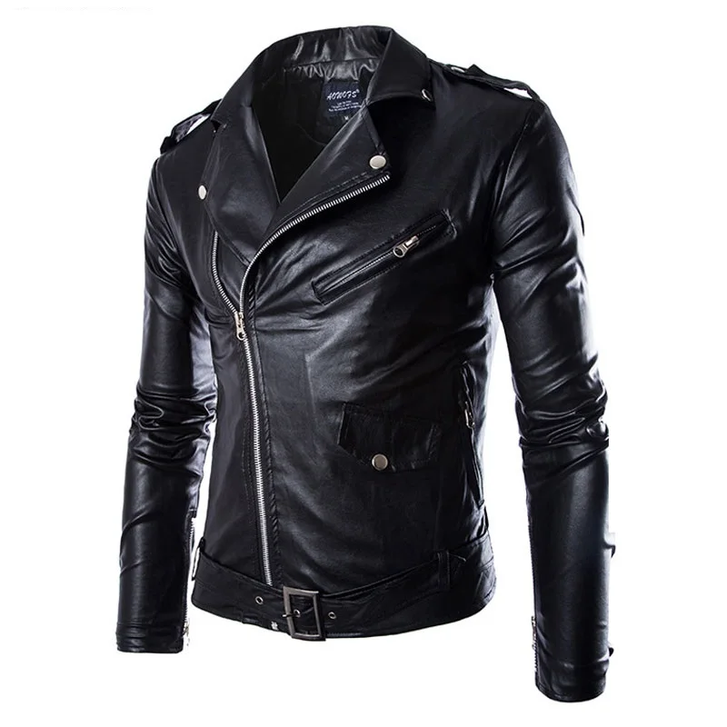 

Men's Leather Jacket Fashion Brand Coat men Biker Jacket Homme Jaqueta De Couro Masculina PU Leather Mens Punk Veste Cuir