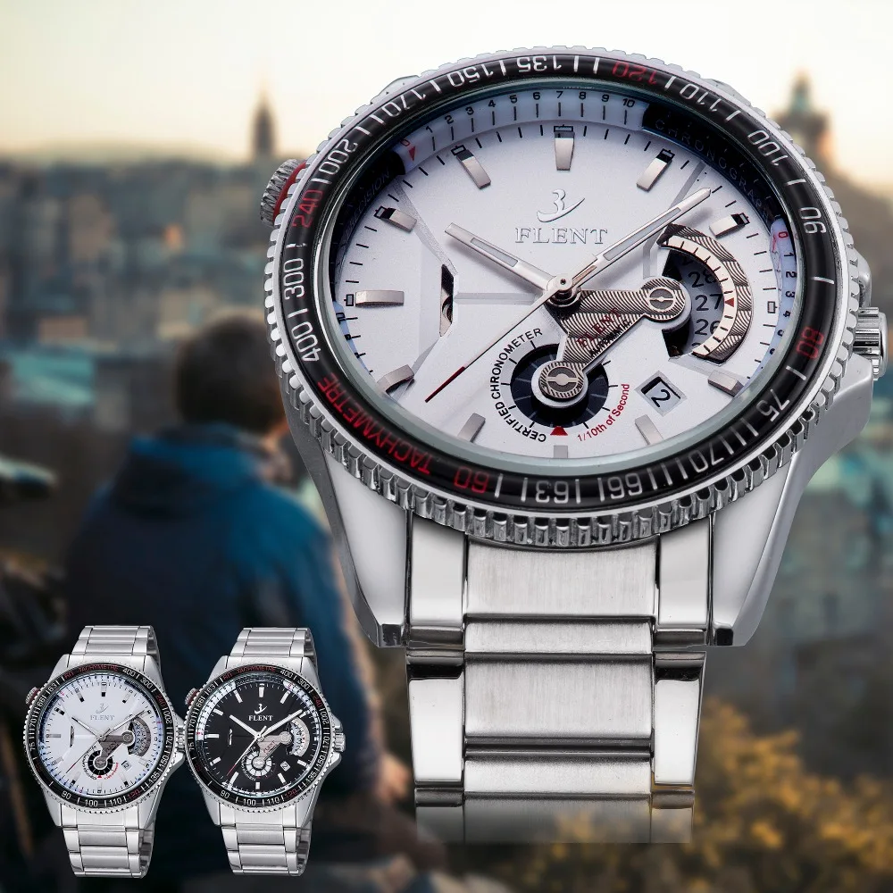 Мужские автоматические аналоговые наручные часы с календарем и автоподзаводом