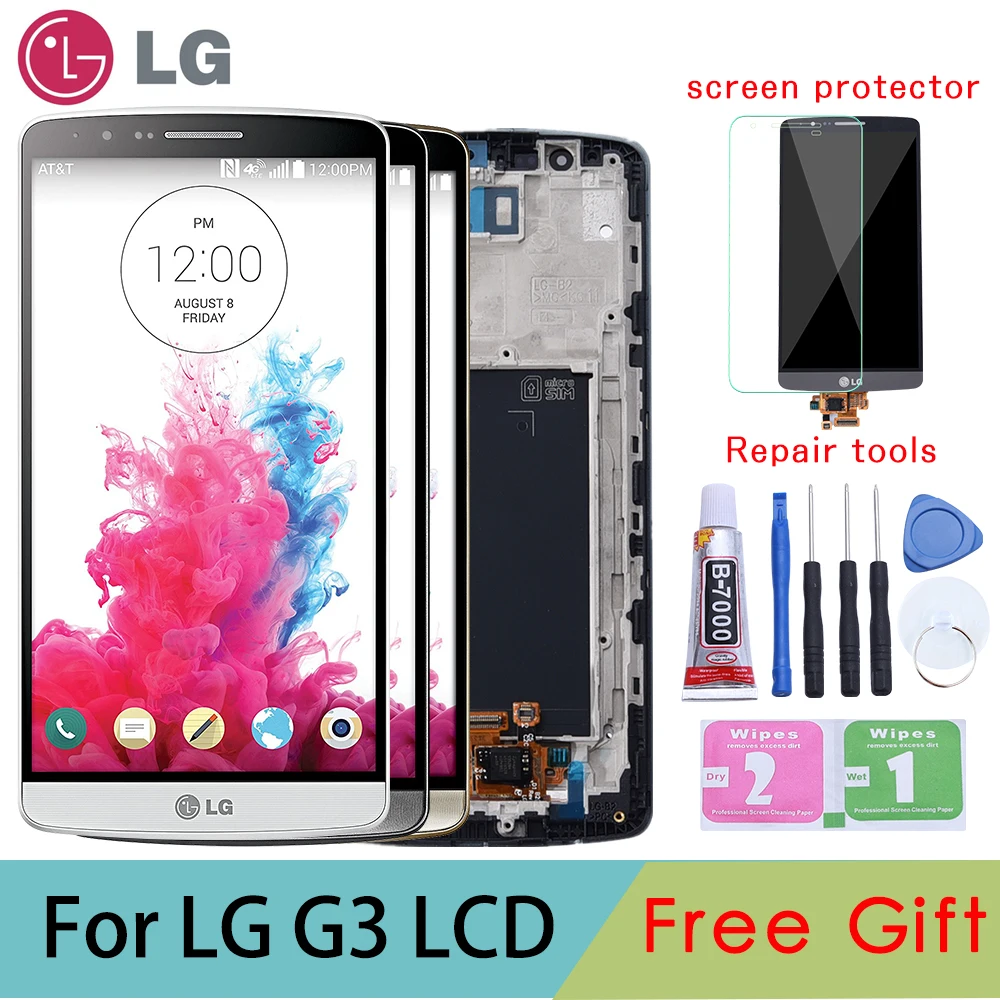 Дисплей для LG G3 LCD сенсорный экран дигитайзер с рамкой Замена Оригинальный D850 D851
