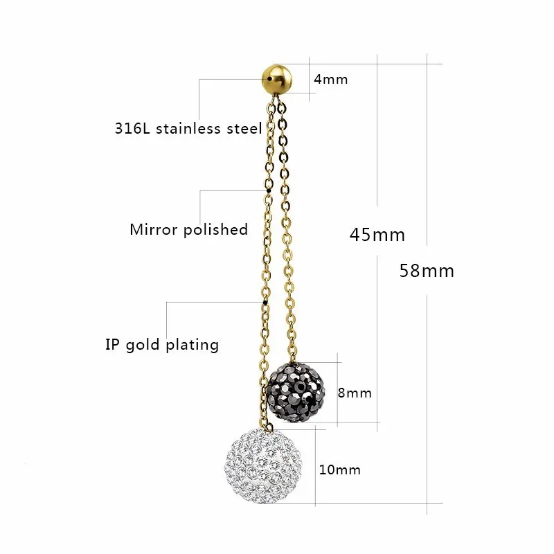 Женские золотистого цвета серьги плюс написать и черный Sticky со стразами Golden Oval