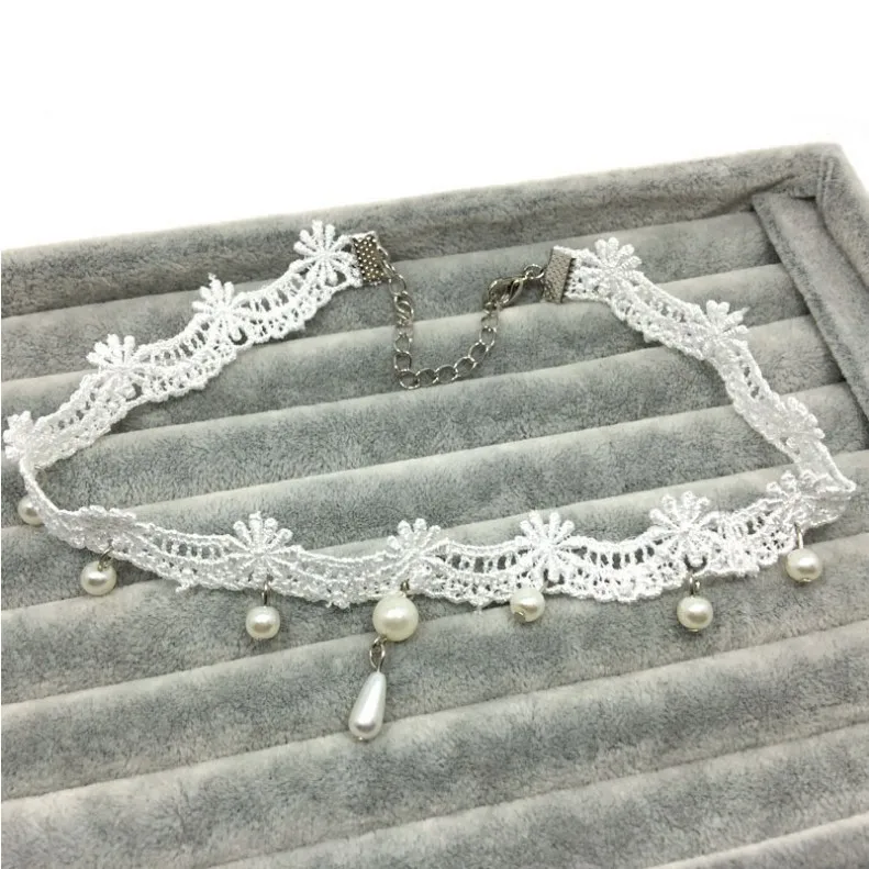 Модная винтажная Готическая тату жемчужная ажурная кружевная цепочка и ожерелье